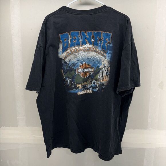 Harley Davidson Motorcycles Mens 3XL Large Front Logo Spell Out Banff Canada EUC - Picture 5 of 7